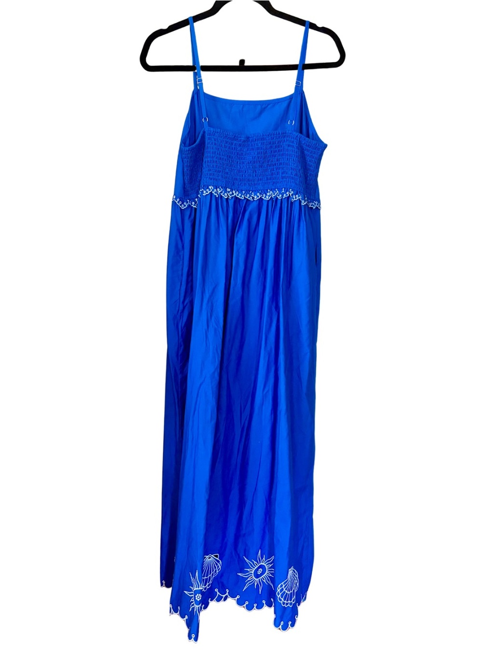 japna blue dress Goa Beachwear by Embroidered Seashell Maxi… Fusion Wear Vintage Dresses | Pre-Loved Size:16R 129 cm / 50.79